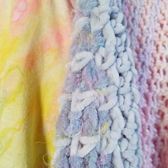 Bohemian Pastel Rainbow Crochet Midi Vest Jacket - Picture 4 of 8